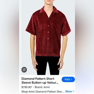 Amiri Xxl Diamond Button Up Shirt